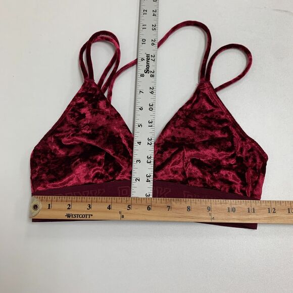 Pink Victorias Secret Bralette Women S Small Maroon Unlined Crushed Velvet Strap - Picture 7 of 12